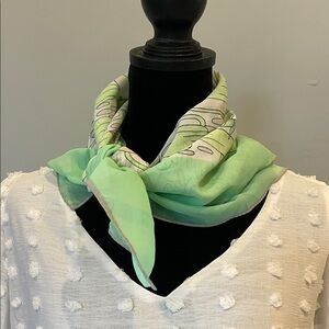 Japanese  Green and white print Scarf